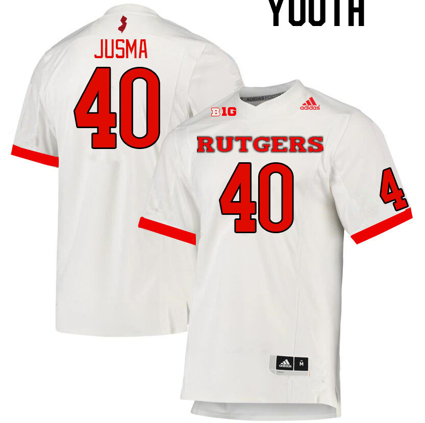 Youth #40 Sebastian Jusma Rutgers Scarlet Knights College Football Jerseys Stitched Sale-White